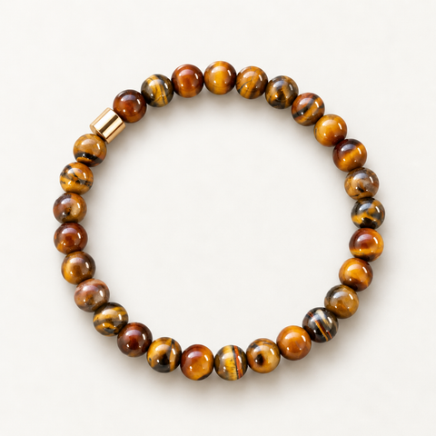 Atacama Tigerauge Armband mit 6-mm-Natursteinperlen in markanter Maserung.