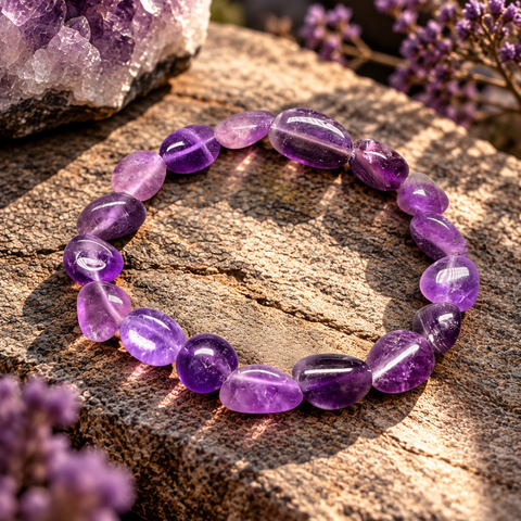 VIOLETTE Amethyst Armband von AVRE Studios mit natürlich geformten violetten Amethyst-Steinen